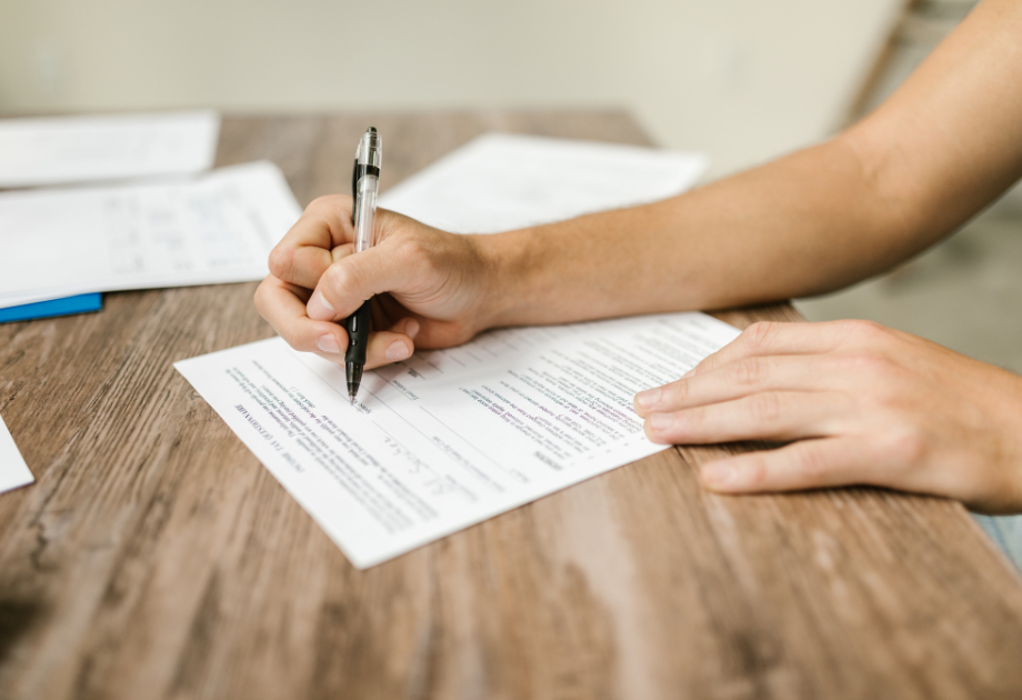 filling out documents